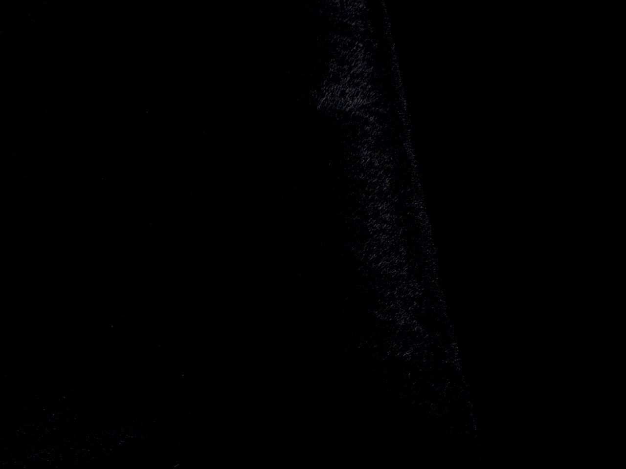 Nahaufnahme eines schwarzen Fellteppichs mit weicher Textur, seitliche Perspektive