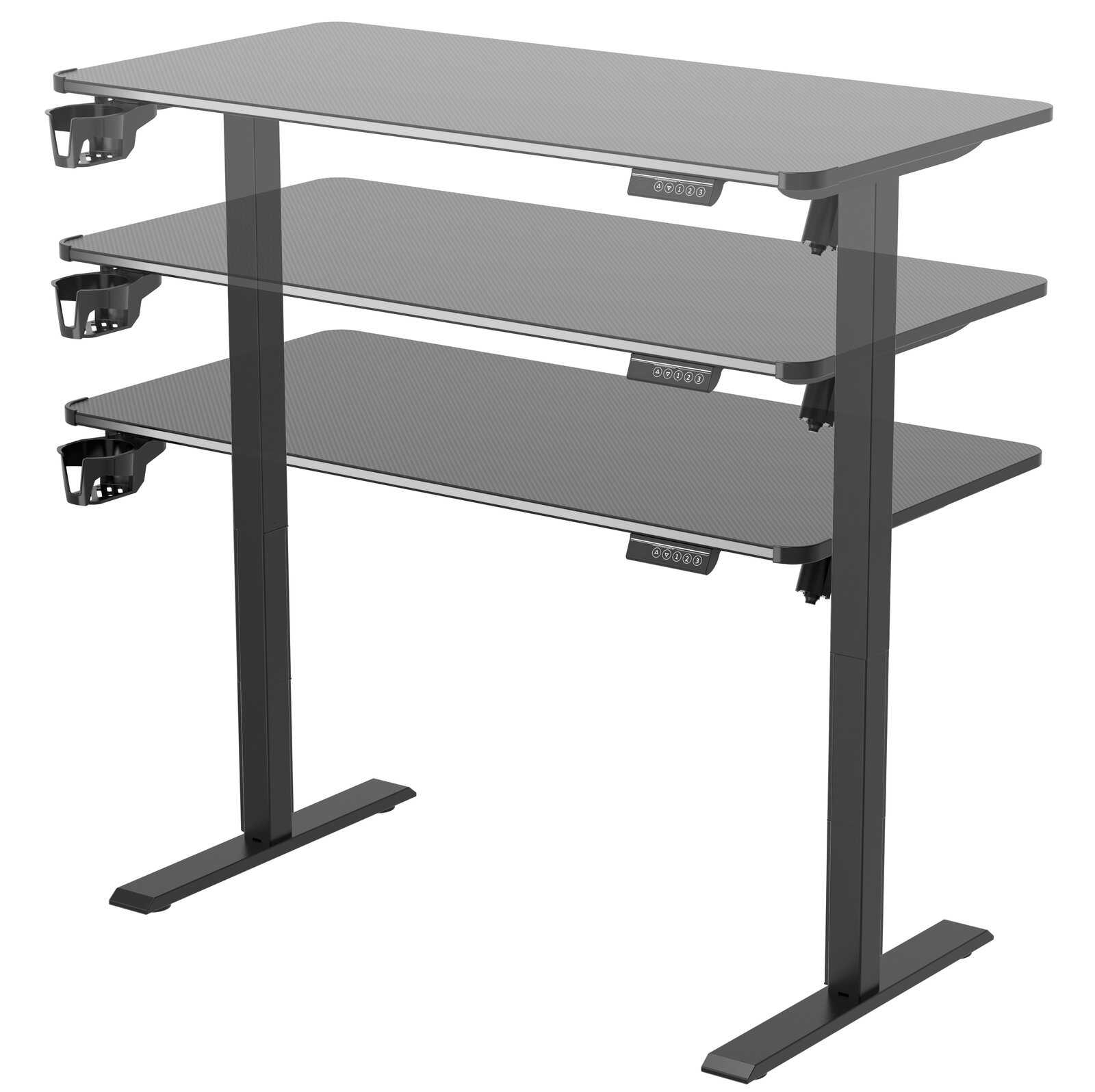 Höhenverstellbarer E-Gaming Tisch mit RGB-Beleuchtung, seitlicher Perspektive