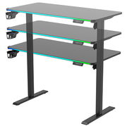 Höhenverstellbarer E-Gaming Tisch mit RGB-Beleuchtung, seitlicher Perspektive