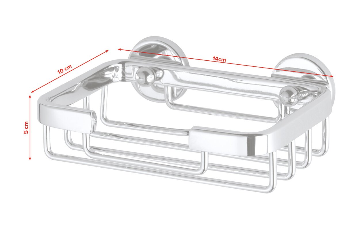 Seifenkorb aus Aluminium in rechteckiger Form, Maße 14 cm x 10 cm x 5 cm, seitliche Perspektive