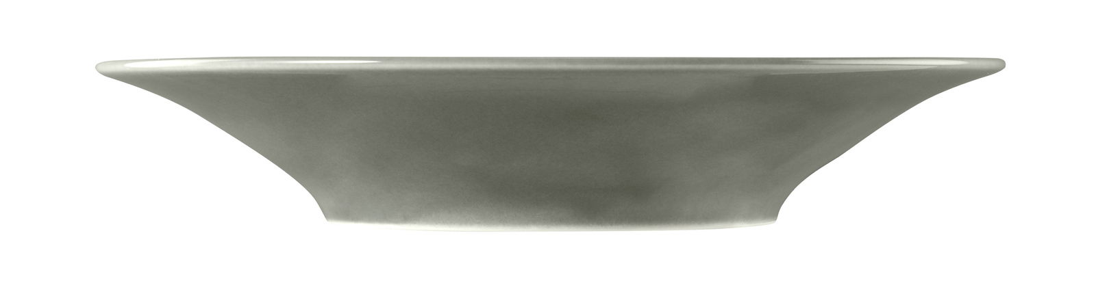 Seitenansicht eines perlgrauen Suppentellers mit einem Durchmesser von 22,5 cm.