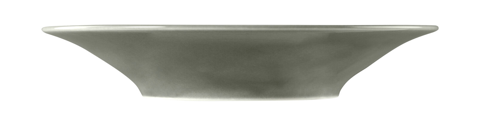 Seitenansicht eines perlgrauen Suppentellers mit einem Durchmesser von 22,5 cm.