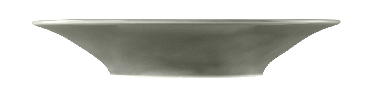 Seitenansicht eines perlgrauen Suppentellers mit einem Durchmesser von 22,5 cm.