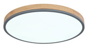 Ronde plafondlamp DORO met houten frame, zijaanzicht