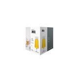 Verpackung eines 4er Sets Pilsgläser von Schott Zwiesel, frontal und seitlich abgebildet.