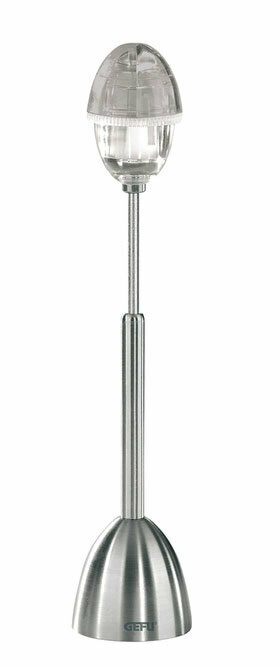 Eierköpfer mit Salzstreuer aus Edelstahl, seitliche Ansicht