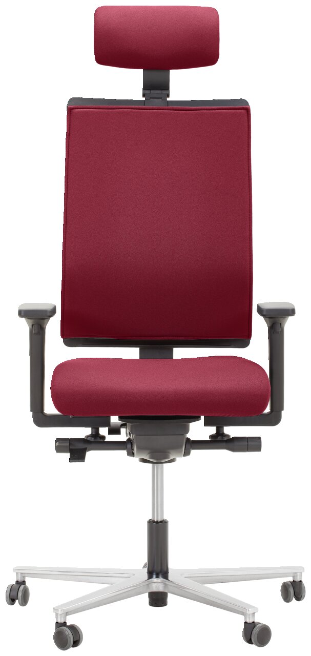 Roter Drehstuhl mit Kopfstütze, Frontalansicht