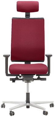 Roter Drehstuhl mit Kopfstütze, Frontalansicht