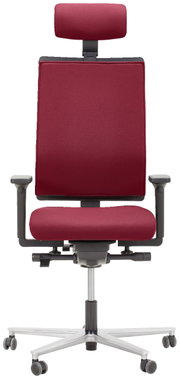 Roter Drehstuhl mit Kopfstütze, Frontalansicht