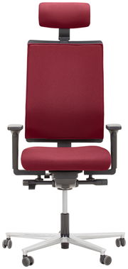 Roter Drehstuhl mit Kopfstütze, Frontalansicht