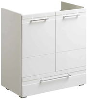 Moderner weißer Waschtischunterschrank mit zwei Türen und einer Schublade, Frontansicht