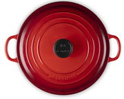 Roter Bräter mit Deckel, Draufsicht