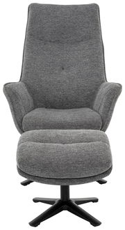 Grauer Relaxsessel mit Fußhocker, Vorderansicht