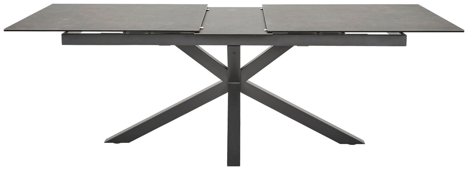 Hom´in Esstisch NATHAN Moderner Esstisch mit ausziehbarer Tischplatte und X-förmigem Gestell, seitliche Perspektive