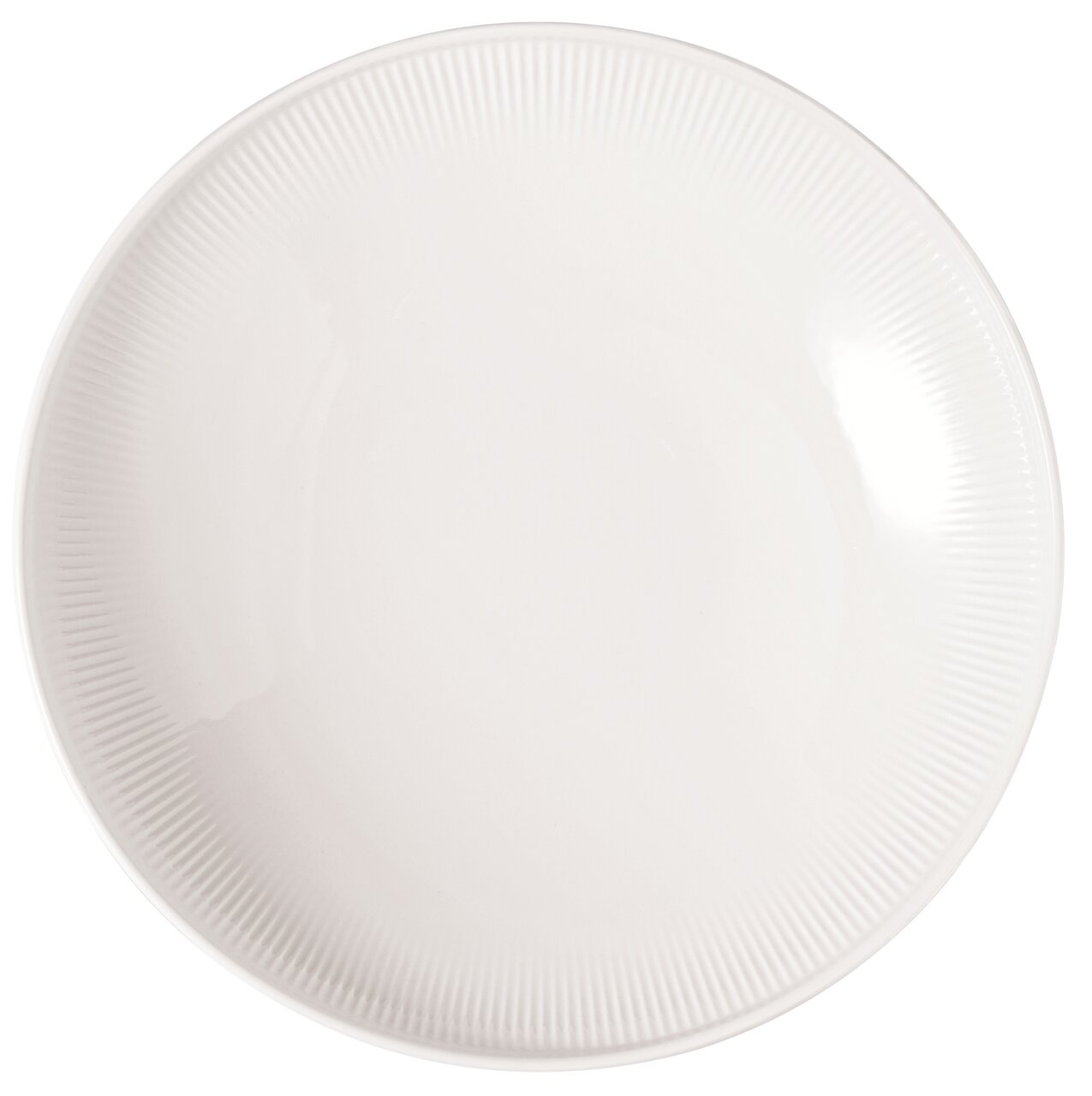 Villeroy & Boch Suppenteller AFINA Weißer Suppenteller Afina 25cm mit feinem Rillenmuster, Draufsicht