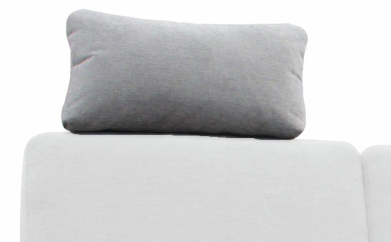 Graue Kopfstütze auf einem Sofa, Vorderansicht