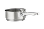Edelstahl-Stielkasserolle Expertiso 16cm, seitliche Perspektive mit langem Griff