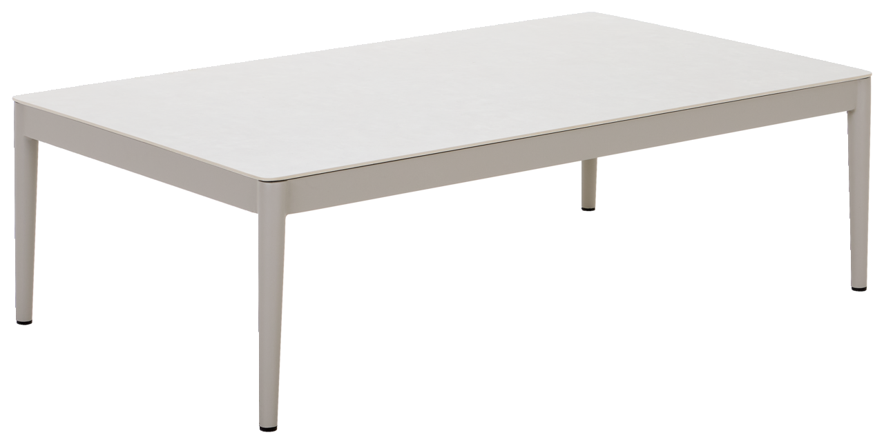 Moderner Loungetisch in rechteckiger Form, seitliche Perspektive