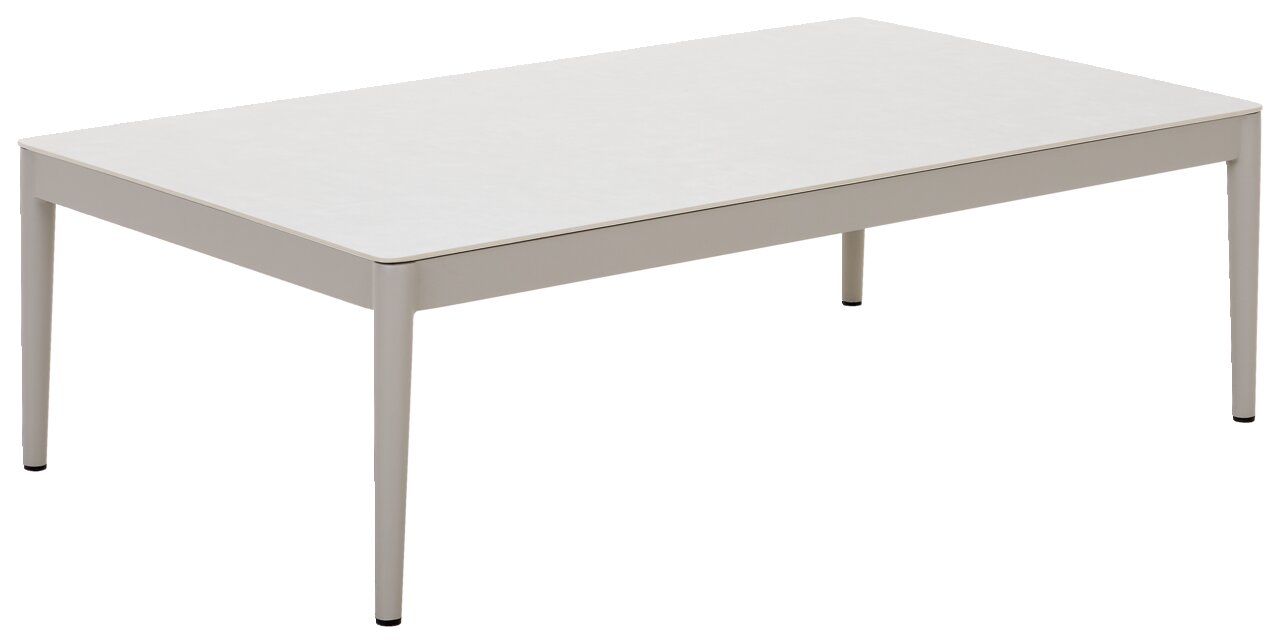 Moderner Loungetisch in rechteckiger Form, seitliche Perspektive