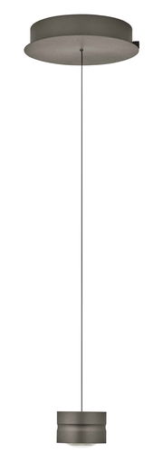 Moderne LED-Pendelleuchte MIKA in seitlicher Ansicht mit schlichtem, zylindrischem Design und dunkler Oberfläche.