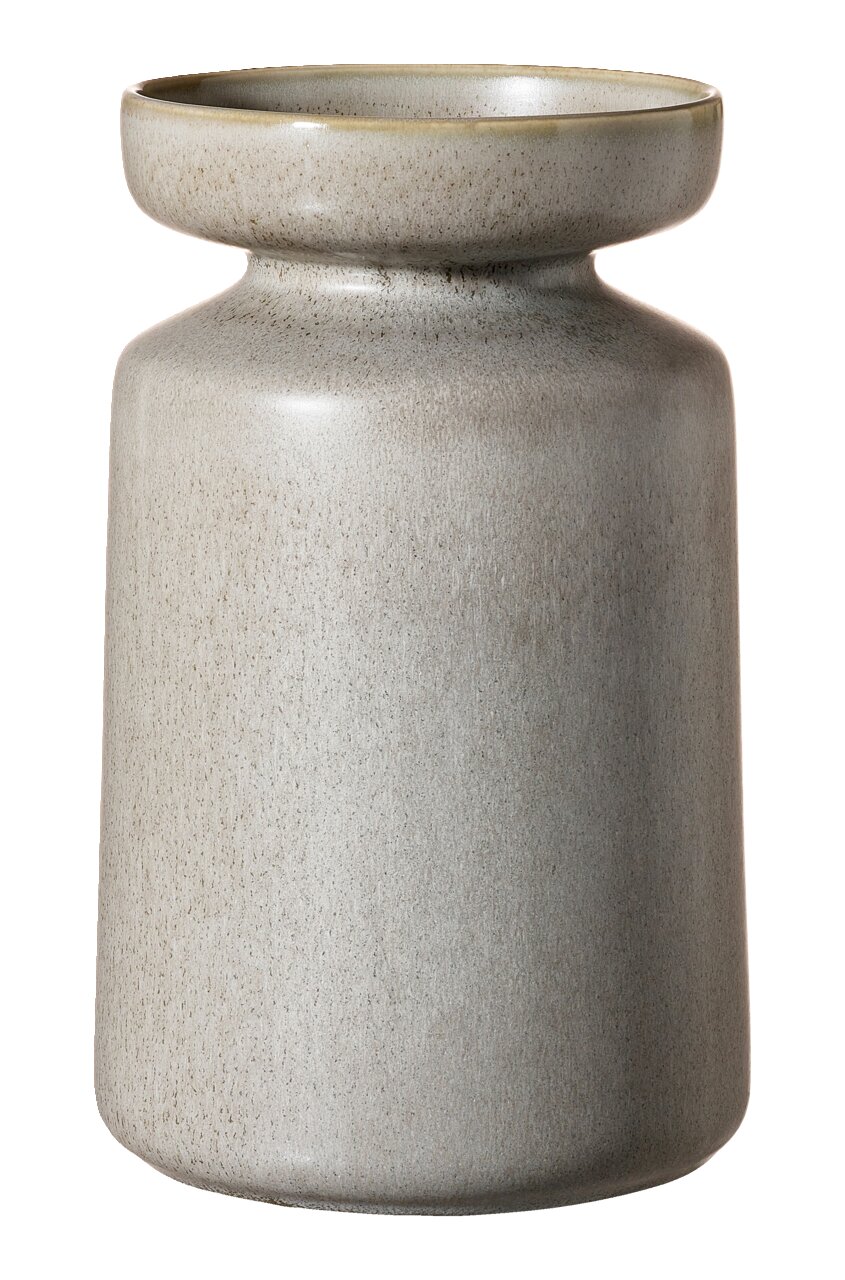 Ritzenhoff & Breker Vase IMPERIA Graue Vase Imperia 30cm, zylindrische Form mit breitem Rand, seitliche Ansicht