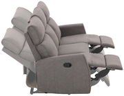 Graues 3-Sitzer-Sofa XORA Polster LIAN mit verstellbaren Rückenlehnen und Fußstützen, seitliche Perspektive