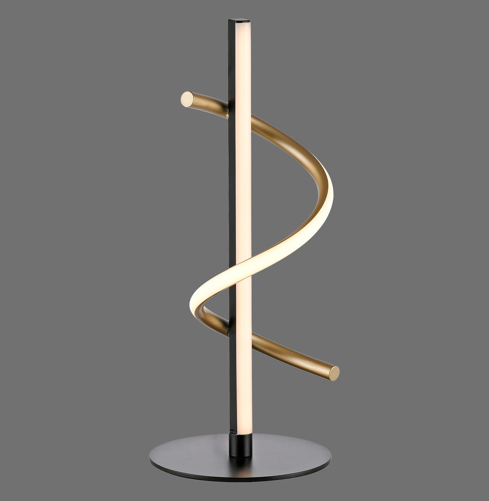 Moderne Tischleuchte EMANDA mit spiralförmigem Design, seitliche Perspektive