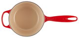 Rote Stielkasserolle, 16 cm, von oben betrachtet
