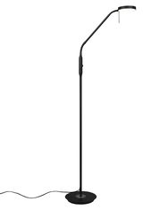 Stehleuchte mit schlankem, modernem Design und flexiblem Arm, seitliche Perspektive