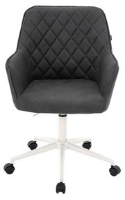 Schwarzer Drehstuhl XORA MARTHA mit gesteppter Rückenlehne und weißem Fußgestell, Vorderansicht