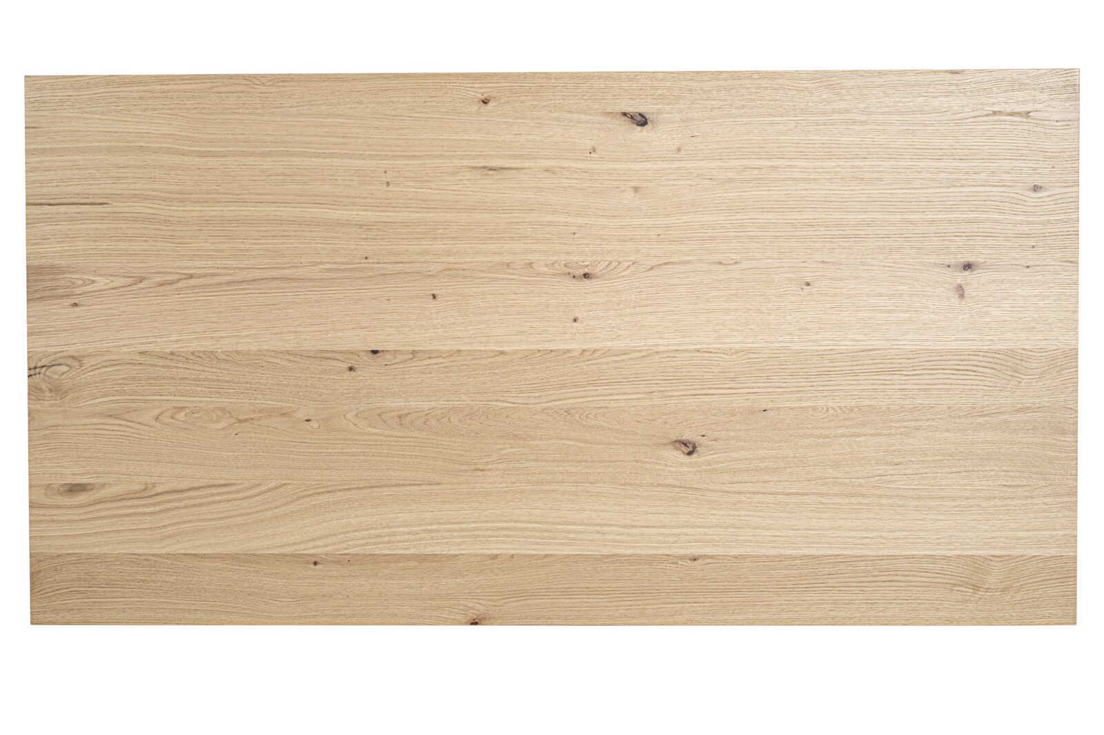 Vogelperspectief op een tafelblad van licht hout met een natuurlijke nerf.