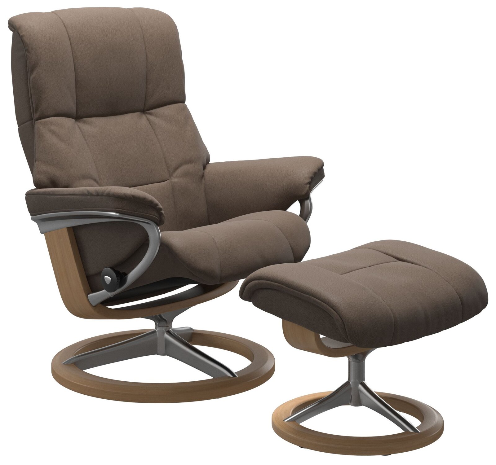 Stressless Einzelsesselset MAYFAIR Bequemer brauner Einzelsessel mit passendem Hocker, seitliche Perspektive