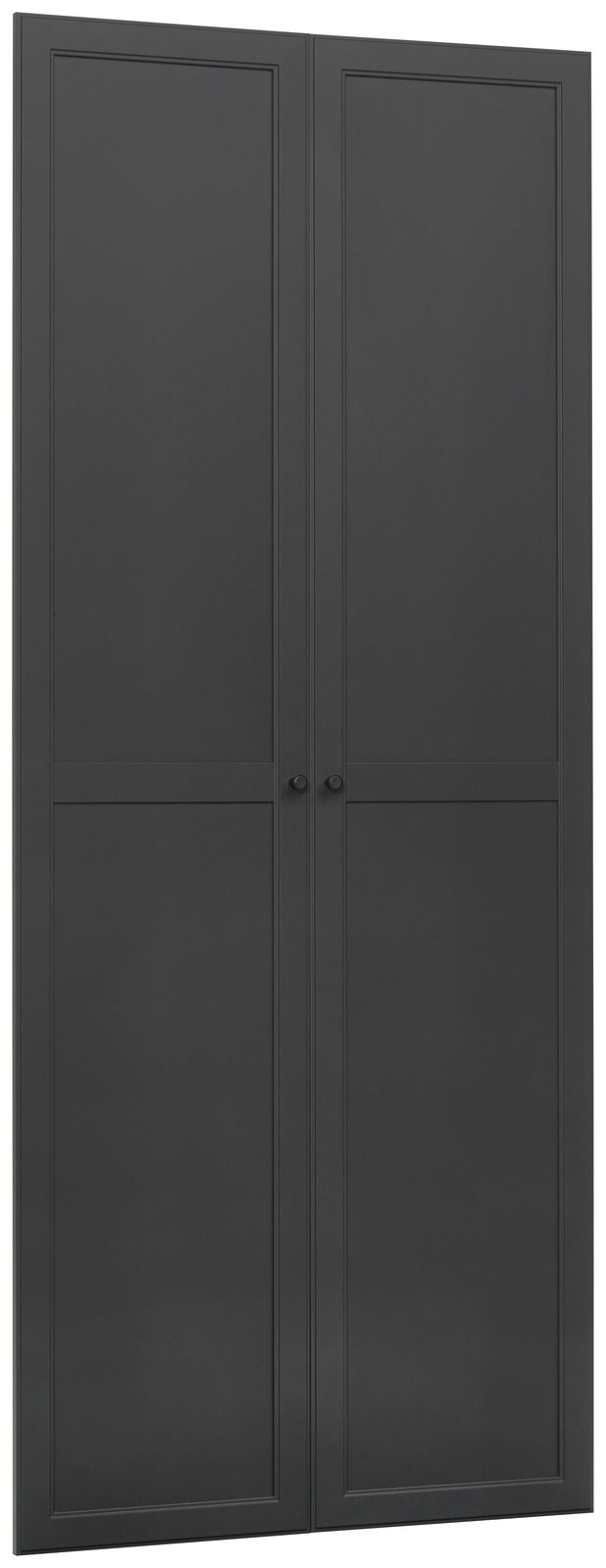 Schwarzes Tür-Set mit zwei Türen, frontale Ansicht