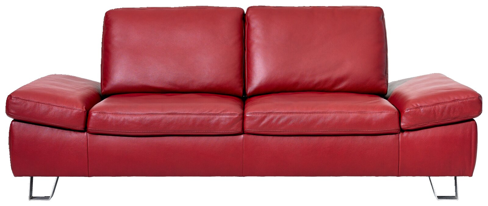 Rotes 2,5-Sitzer-Sofa aus Leder, Frontalansicht