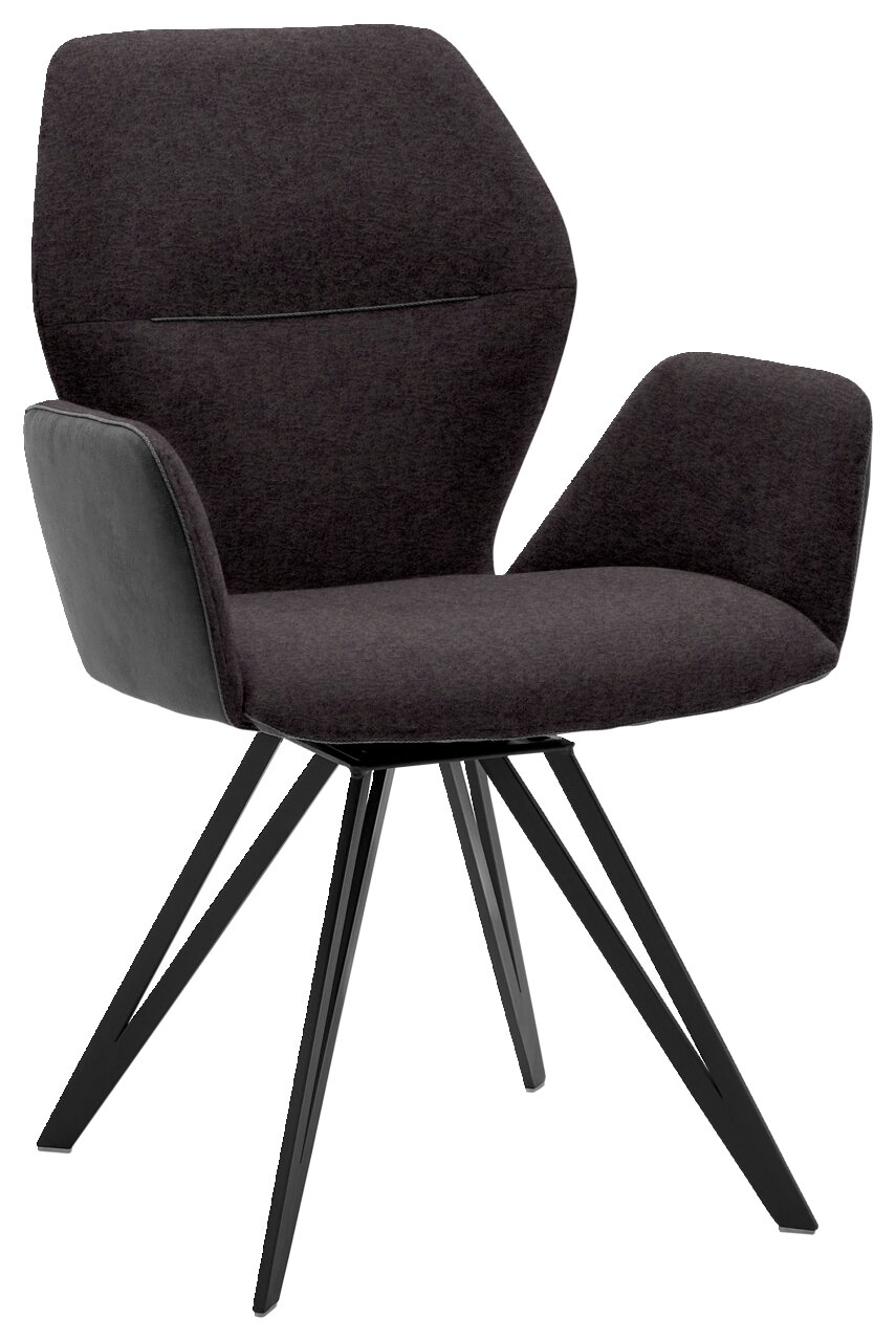 Valnatura Armlehnenstuhl PIANO Moderner Armlehnenstuhl mit schwarzem Stoffbezug und Metallbeinen, seitliche Perspektive