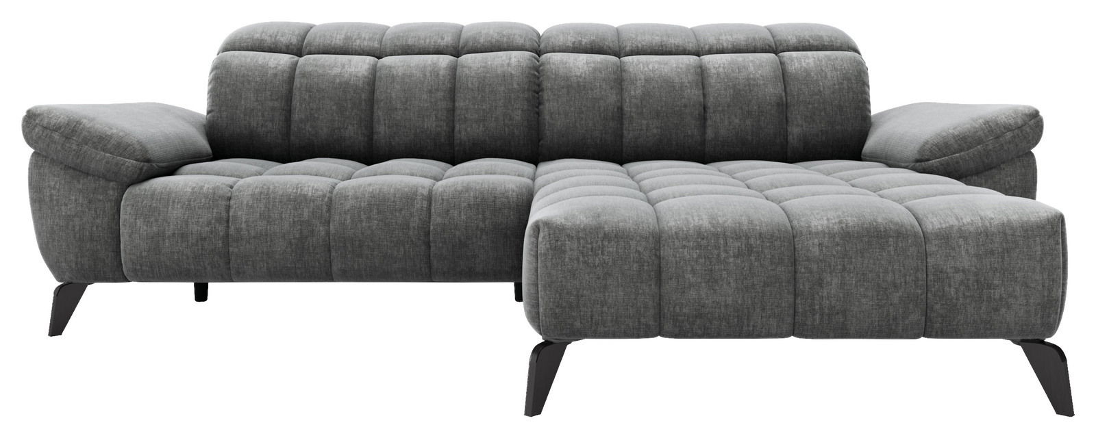 Graue Longchairkombination XORA TOMMY mit gepolsterten Sitzen und Rückenlehnen, rechte Perspektive