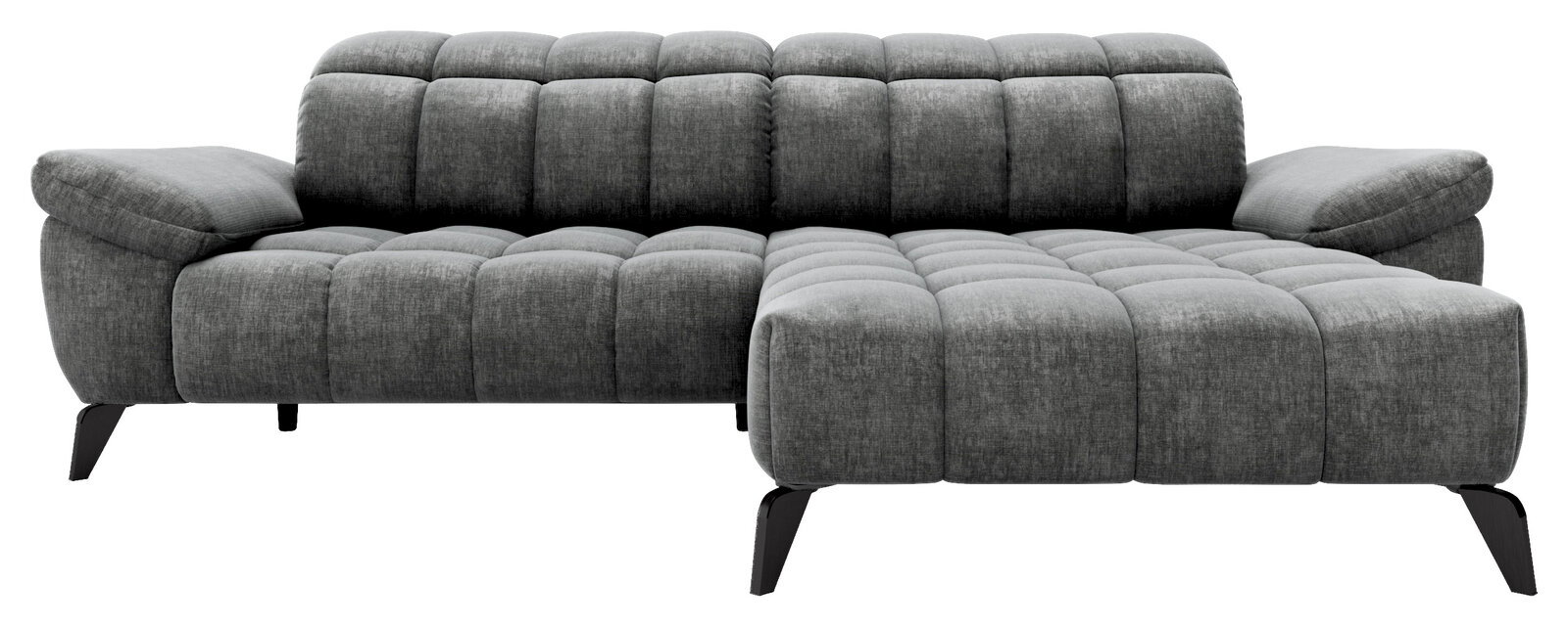 Graue Longchairkombination XORA TOMMY mit gepolsterten Sitzen und Rückenlehnen, rechte Perspektive