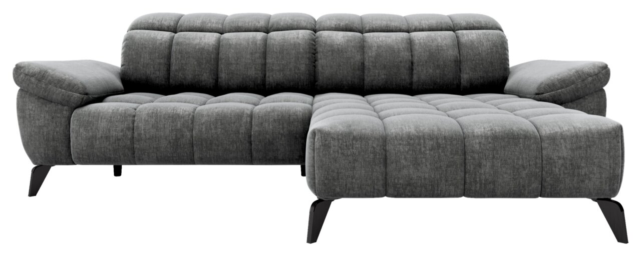 Graue Longchairkombination XORA TOMMY mit gepolsterten Sitzen und Rückenlehnen, rechte Perspektive