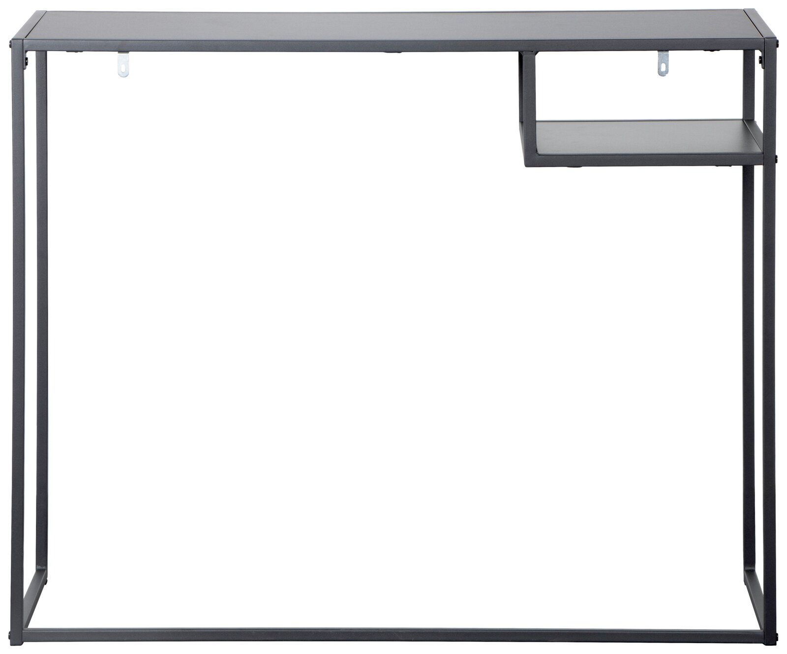 Moderner Konsolentisch aus Metall mit minimalistischem Design, frontal betrachtet.