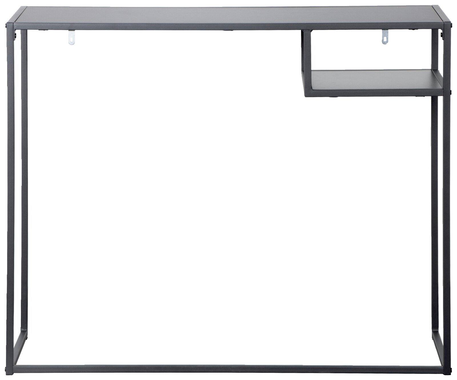 Moderner Konsolentisch aus Metall mit minimalistischem Design, frontal betrachtet.
