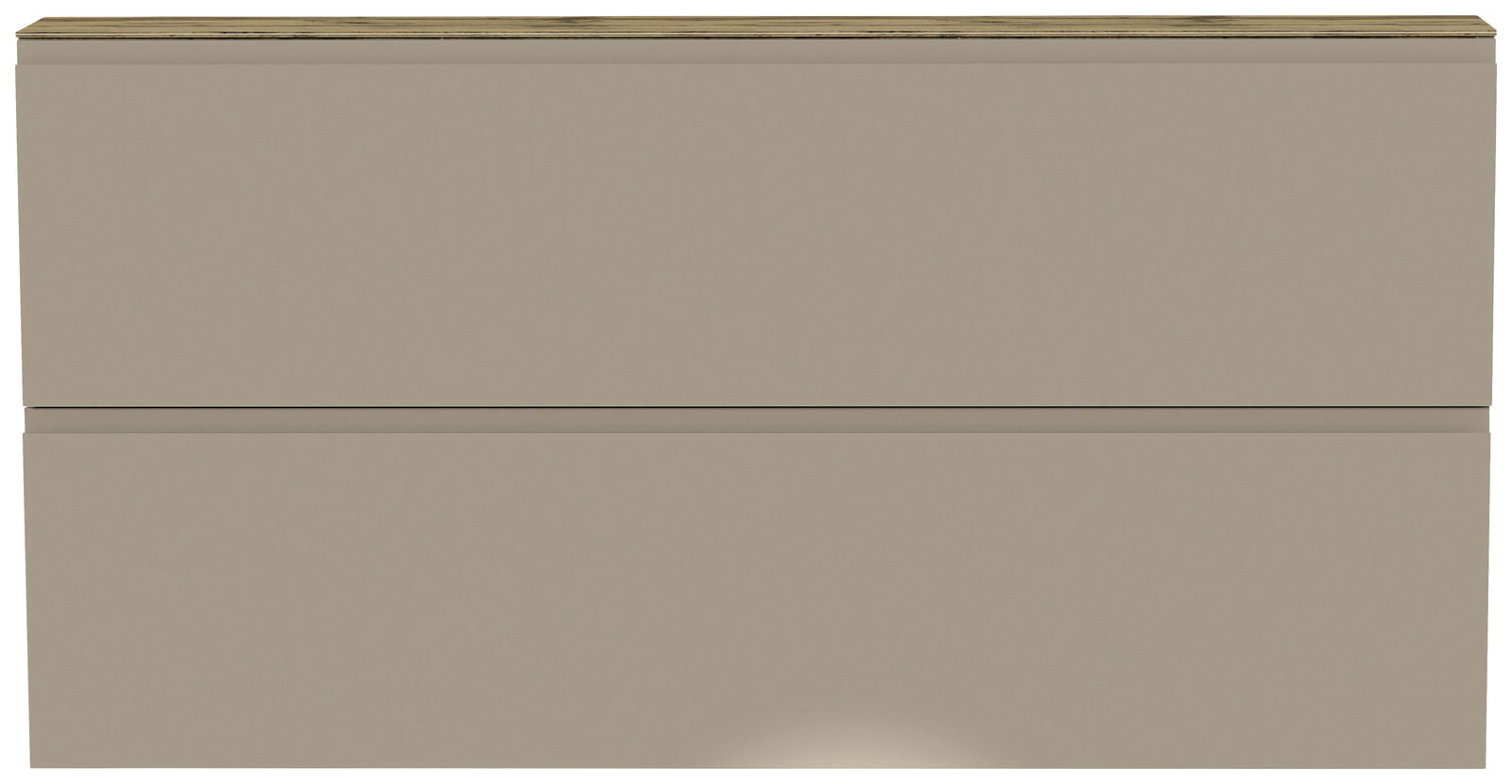 Frontansicht eines XL-Hängeschuhschranks mit zwei Klappen in neutralem Farbton.