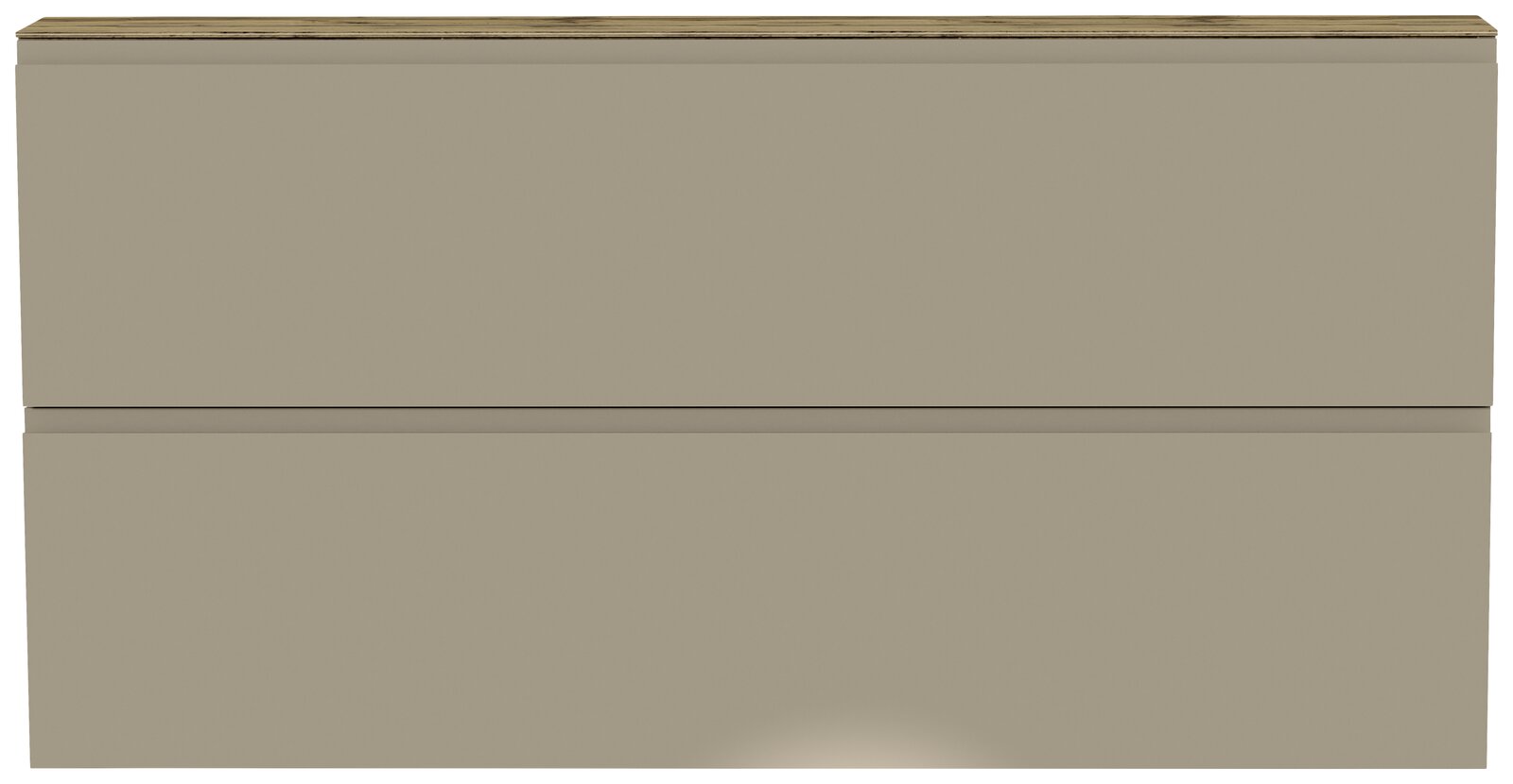 Frontansicht eines XL-Hängeschuhschranks mit zwei Klappen in neutralem Farbton.