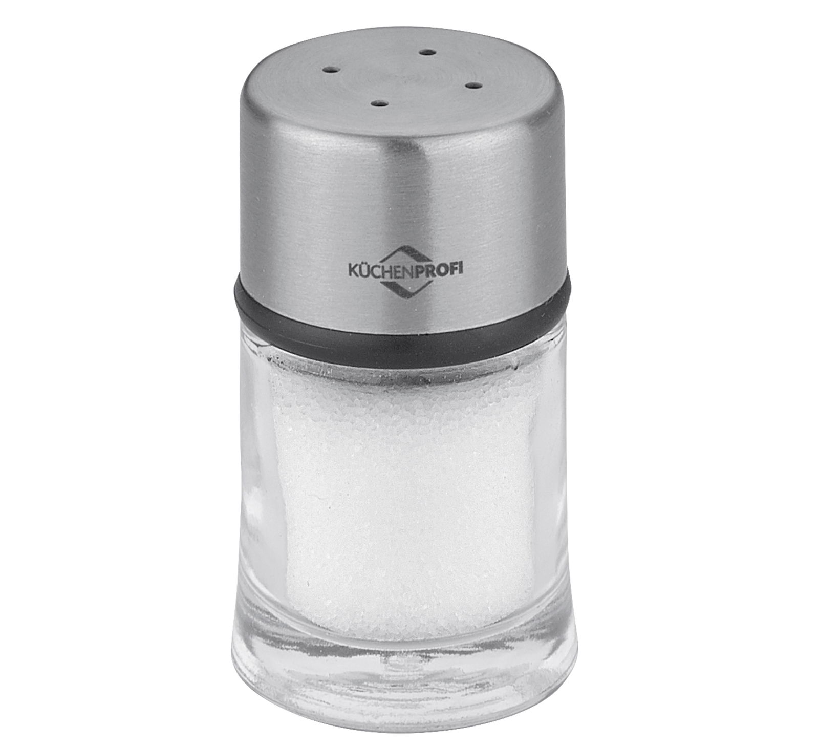 KÜCHENPROFI Pfeffer-/Salzstreuer Salzstreuer aus Glas und Edelstahl, frontal fotografiert