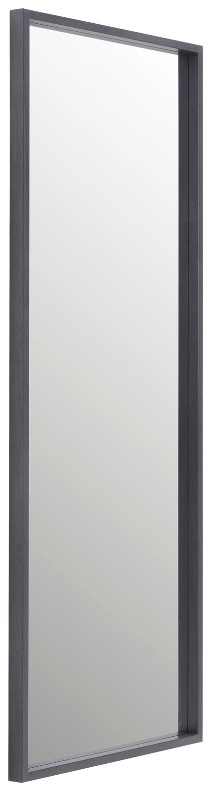 Großer rechteckiger Spiegel mit schwarzem Rahmen, seitliche Perspektive