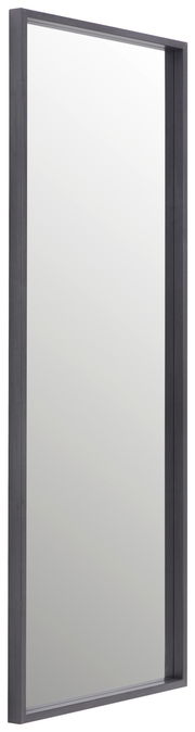 Großer rechteckiger Spiegel mit schwarzem Rahmen, seitliche Perspektive