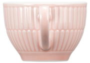 Rosa Espressoobertasse mit geriffeltem Design, seitliche Ansicht