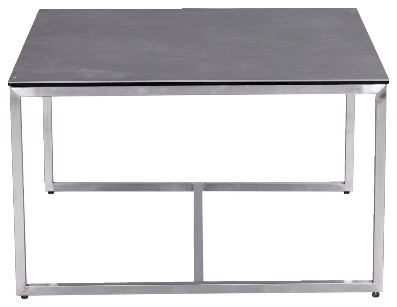 Novel Beistelltisch TERAMO Moderner Beistelltisch Novel TERAMO mit schwarzer Tischplatte und silbernem Metallgestell, Frontalansicht.