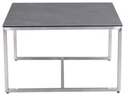 Moderner Beistelltisch Novel TERAMO mit schwarzer Tischplatte und silbernem Metallgestell, Frontalansicht.