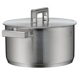 Topf aus Edelstahl mit Deckel, seitliche Perspektive, Teil des WMF Ultimate Cool Topf-Sets