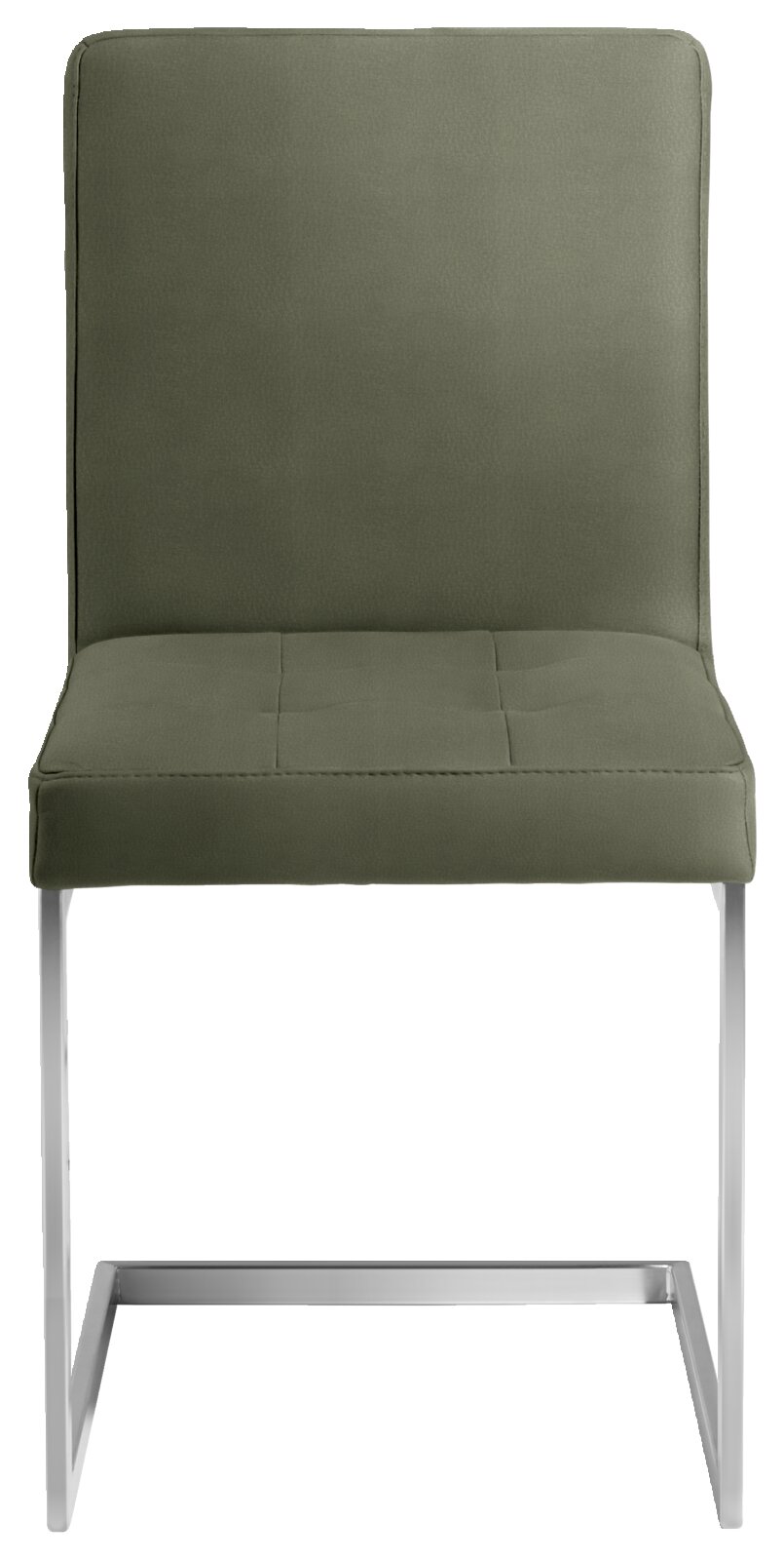 Moderano Freischwinger-Stuhl LUPO II Freischwinger-Stuhl in Olivgrün mit Metallgestell, Frontalansicht